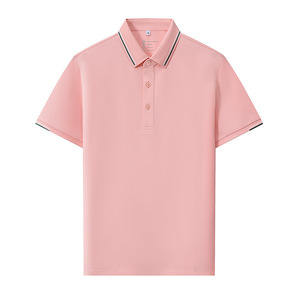 Polo Negro de Manga Corta con Ribete en Contraste, Color Sólido, Poliéster, para Uso Diario - Product Image 4