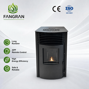 Stufa a Pellet Senza Fumo con Funzionamento Silenzioso 65dB, Stufa a Pellet Verticale da 6kW per Ristoranti, Bar, Hall di Hotel - Product Image 1