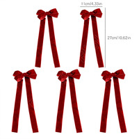 Décorations de Noël E-magic, nœuds en velours rouge doux et réutilisables, ornements pour arbre de Noël, nœuds cadeaux pré-noués à longue queue, nœuds de Noël