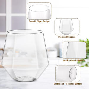 Offres Spéciales 12OZ <span class=keywords><strong>incassable</strong></span> en plastique <span class=keywords><strong>verre</strong></span> <span class=keywords><strong>incassable</strong></span> <span class=keywords><strong>sans</strong></span> <span class=keywords><strong>pied</strong></span> en forme de diamant 400ml pour Groggery Hotel Bar fête de mariage - Product Image 4