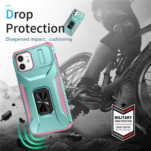 Funda con ventana deslizante, funda con soporte de anillo, funda de teléfono con protección contra caídas 2 en 1 para iPhone 12/12 Pro - Product Image 5