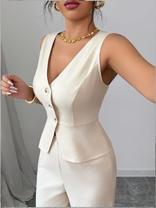 Elegante Conjunto <span class=keywords><strong>de</strong></span> Traje <span class=keywords><strong>de</strong></span> Oficina <span class=keywords><strong>para</strong></span> Mujer <span class=keywords><strong>Dos</strong></span> <span class=keywords><strong>Piezas</strong></span> Ropa Casual <span class=keywords><strong>de</strong></span> Diario con Decoración <span class=keywords><strong>de</strong></span> Botones Tejido Colección <span class=keywords><strong>de</strong></span> Verano - Product Image 6