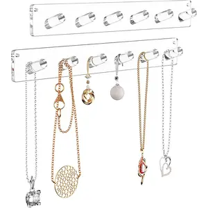 Soporte de joyería de acrílico personalizado montado en la pared, organizador para collar, pulseras, anillos, brazaletes, exhibición, venta al por mayor de fábrica