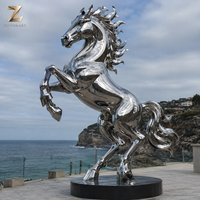 Escultura Moderna de Caballo en Acero Inoxidable, Acabado Espejo, Arte Animal Personalizado para Decoración de Entrada de Hotel o Exteriores