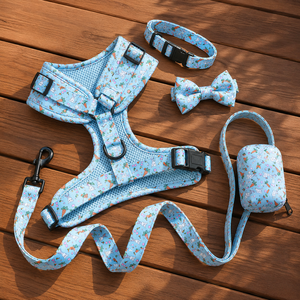 Custom Luxury Puppy Leash <b>Collar</b> Adjustable Pet Poop Bag Bandana Reversible Breathable Neoprene Dog Harness Sets - Product Image 6