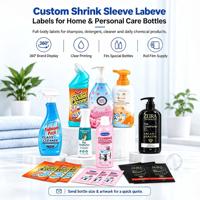 Étiquette thermorétractable personnalisée pour flacon cosmétique, crème pour le visage, shampoing, après-shampoing, emballage imperméable, film thermorétractable