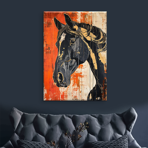 Lukisan minyak buatan tangan kuda liar abstrak yang indah seni hewan cetak Digital untuk dekorasi rumah menampilkan dasar kanvas - Product Image 5