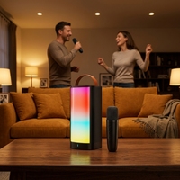 Altavoz Bluetooth con Micrófono Inalámbrico, Lámpara de Ambiente Colorida, Altavoz Karaoke con Micrófono y Bluetooth