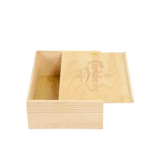Customized Wooden Box Pine Wooden Storage Box With Laser Engraving Printing Customized Service Is Available