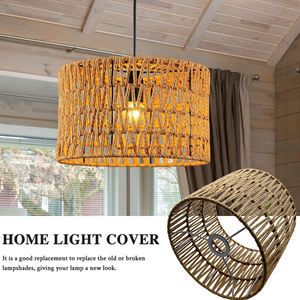 Lámpara de pared artesanal cesta ratán tejido colgante luces para sala de estar luces colgantes de ratán Pantalla de lámpara - Product Image 4