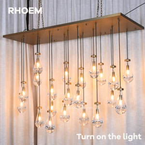 Lampadario RHOEM a Gocce di Pioggia in Vetro Soffiato a Mano, con Canopia in Ottone Massiccio, 110V-240V, Personalizzabile - Product Image 3