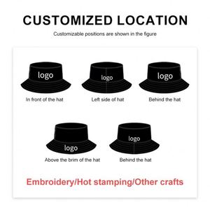 Wholesale Unisex Custom Embroidery Logo Cotton Solid Outdoor <b>Sunscreen</b> Flat Top Kids Fisherman Bucket Hat Caps - Product Image 3