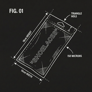 Pochette zippée personnalisée en Mylar noir mat doux au toucher, style déconstruction, avec trou triangulaire pour accrocher, pour emballage de lacets - Product Image 3