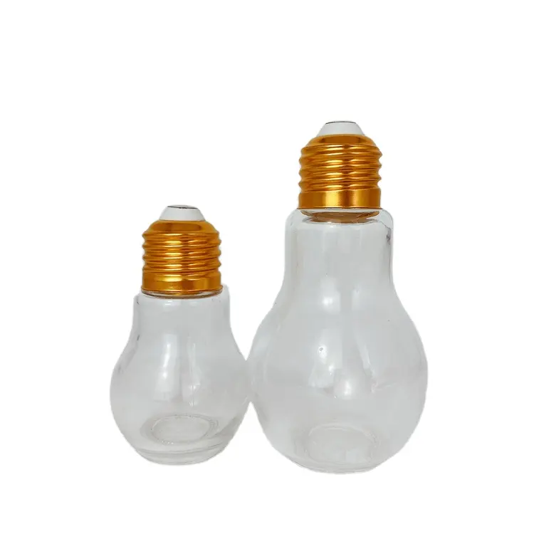 50ml 100ml Clear Bulb Light Shape Beverage Glass Bottle With Screw Lid