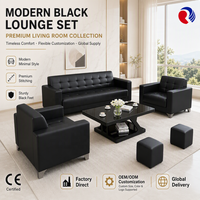 Ensemble de canapés de direction de luxe en cuir 3 places, canapé de réception pour PDG, mobilier moderne pour hall d'hôtel commercial, vente en gros