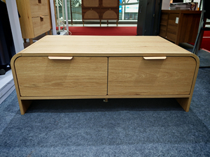 Mesa Auxiliar Moderna de Madera con Borde Curvo en Arco, 2 Cajones, Muebles de Sala de Estar, Mesa de Centro Económica para Sala de Estar - Product Image 6