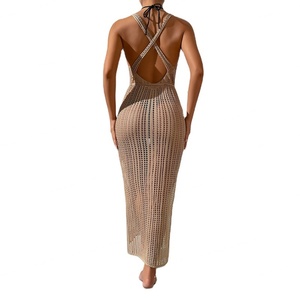 เดรสไหมพรมทรงเอไลน์คอวีแบบลำลองสำหรับผู้หญิง ขายส่ง ปรับแต่งได้ ระบายอากาศดี โชว์หลังเว้าลึก - Product Image 2