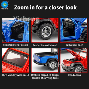 Modellino di Pickup <span class=keywords><strong>Jeep</strong></span> Gladiator in Scala 1:50, 3 Colori Assortiti, Porte Apribili, Cofano Apribile, Funzione Pull-Back, Auto <span class=keywords><strong>Giocattolo</strong></span> per Bambini - Product Image 3