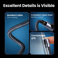 Câble USB C à angle droit UGREEN, charge rapide 3A, câble de données Type C, 1m 2m, câble USB à 90 degrés Type-C pour Huawei Honor