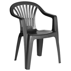 Sedia Monoblocco in Resina Lyra con Schienale Basso in Grigio Antracite - Product Image 1