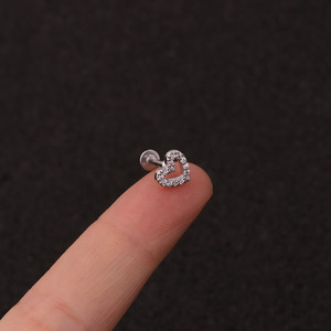 Piercing Labret in Acciaio Inox Argento 6mm / 8mm con Zirconia Cubica, Comodo <span class=keywords><strong>per</strong></span> Piercing <span class=keywords><strong>Helix</strong></span> e Trago - Product Image 4