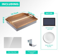 Plateau de recouvrement polyvalent rustique en plateau de petit déjeuner en bois inclinable Table de plateau de lit en bois pour manger