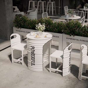 Mesa y Sillas de Estilo Industrial para Cafeterías, Salón de Té y Áreas de Descanso, Diseño Creativo con Forma de Barril de Petróleo - Product Image 2