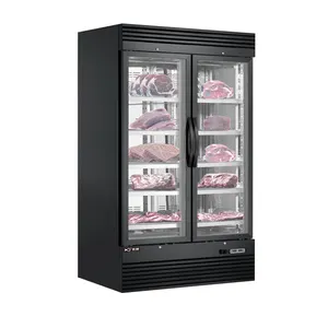 commercial kitchen equipment 1.2 meter length stainless steel glass door beef meat dry aging fridge