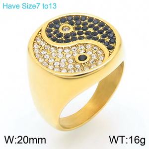 Bague pour homme <span class=keywords><strong>en</strong></span> acier inoxydable avec tête <span class=keywords><strong>de</strong></span> <span class=keywords><strong>lion</strong></span> carrée, style hip-hop, zircon, croix, image Taiji - Product Image 4