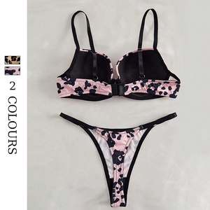 OEM & ODM ensemble de lingerie imprimé léopard bretelles soutien-gorge réglable string avec motif léopard soutien-gorge et slip ensembles pour femmes - Product Image 4