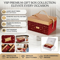 Caja de Regalo de Lujo Personalizada con Asa de Cuero, Estuche Rígido Rojo y Dorado para Regalos Navideños, Promoción de Marca Boutique