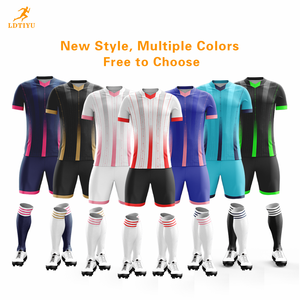 OEM メンズ半袖サッカーユニフォーム 通気性のあるプリント入りサマーフットボールキット ジャージ上下セット プラスサイズオプション サッカーウェア ユニフォーム - Product Image 1