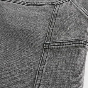 Pantalones cortos de mezclilla para <span class=keywords><strong>hombre</strong></span> de 15oz, de algodón, estilo carpintero, con presillas, lavado vintage gris, con bolsillo frontal inclinado y pierna recta - Product Image 2