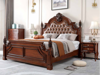 Hochwertiges Europäisches Königliches Stilbett mit Gewindesäule, Vintage Dunkelbrauner Samt + Schaumstoff, Weiches Langlebiges Massivholz-Schlafzimmerbett