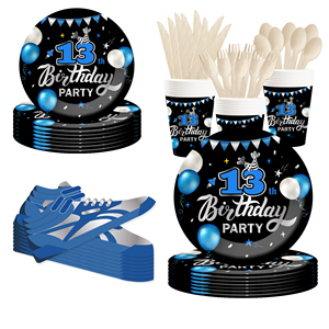 DAMAI - Juego de Decoración Personalizado para Fiesta de Cumpleaños con Temática Negra y Azul para Niños de 13 Años - Product Image 2