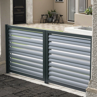 Panneaux de Jardin en Aluminium, Clôture WPC Modulaire avec Pièces Décoratives et Socle de Poteau