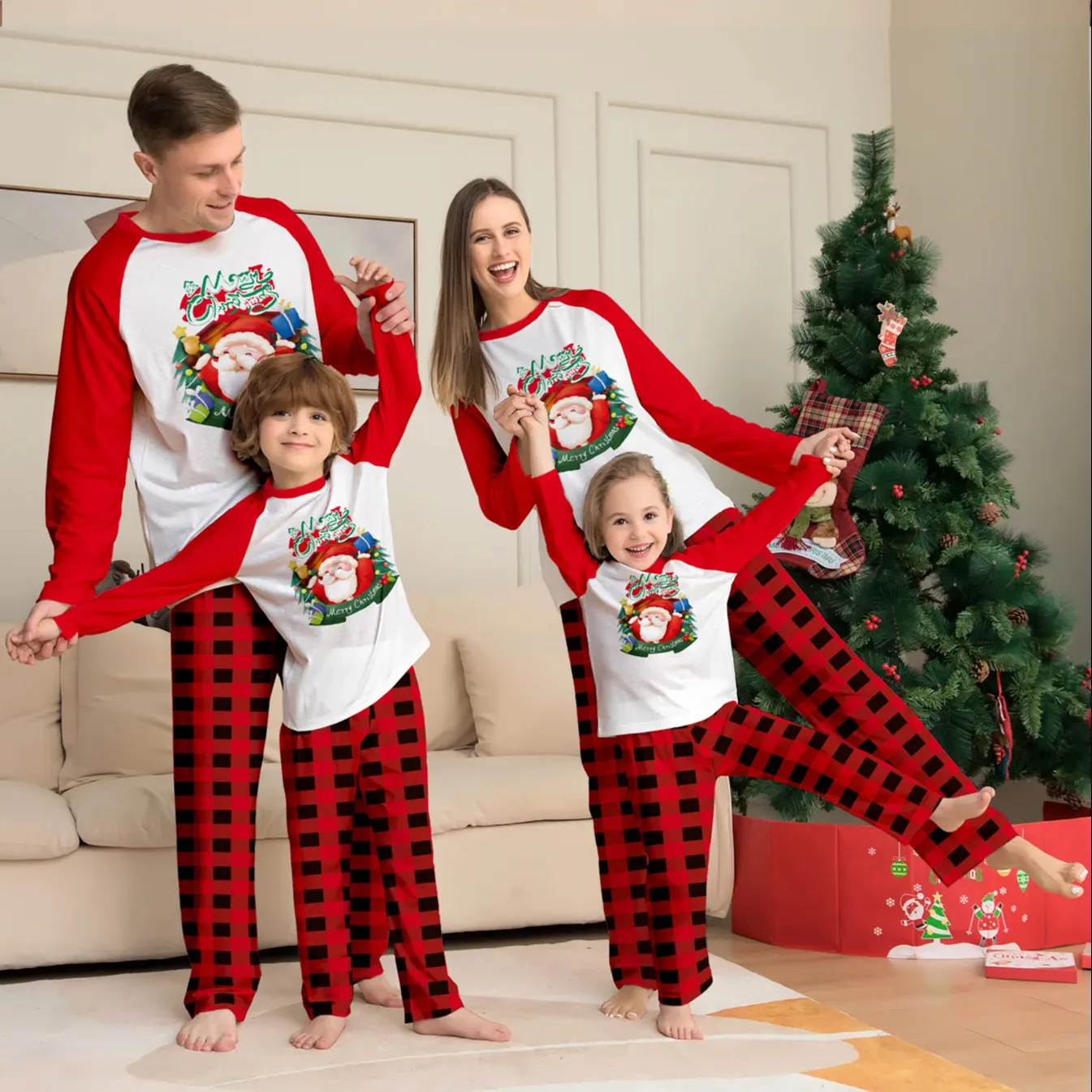 HG22 2023 personalizado a juego familia bebé niños niñas hombres mujeres niños ropa de dormir Navidad pijamas conjuntos