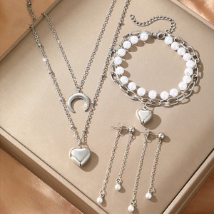 Trendy Designer Luxury Stainless Steel Bridal Korean 14k 18k Gold Fashion Ladies <b>Pearl</b> Mounting Jewelry <b>Sets</b> for Women - Product Image 3