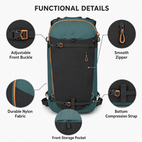 Sac à dos de randonnée léger multi-compartiments avec fermeture éclair 25L, logo personnalisé, pour le sport de plein air et l'escalade