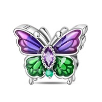 Bracelet DIY en perles avec nom LOVE, motif papillon, maison volante, ballon léopard punk en alliage, nouveauté 2025