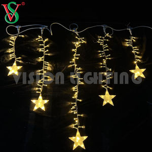 Impermeável ao ar livre decorativo fada pendurado iluminado Star Fall String Cortina Icicle luzes Led Lights para a decoração de rua - Product Image 3