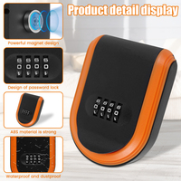 Boîte à clés magnétique rectangulaire avec serrure à code à 4 chiffres, boîte à clés secrète cachée en plastique pour voiture, compartiment secret portable