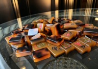 Funky Trade NOIGA OEM Woodlands Tortoise Shell American Mahjong 160 Tuiles en acrylique modernes de luxe, résistantes à l'eau, durables, pour 4 joueurs