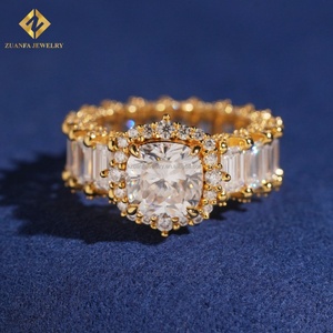 Anillo de Compromiso y Eternidad de Plata de Ley 925 con Diamante Moissanita de Corte Cojín de 2.5ct, Diseño de Lujo para Mujer, Nueva Colección - Product Image 6