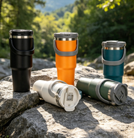 Gobelet isotherme personnalisé en acier inoxydable de 30 oz à double paroi avec poignée de transport, sans BPA, pour boissons chaudes/froides, maintien au chaud/froid 12-24h, design moderne et luxueux