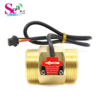Sensor aliran turbin OEM 1.25 inci, YF-DN32-T pengukur aliran air efek aula tembaga kuningan dengan Sensor cairan magnetik NTC 5VDC