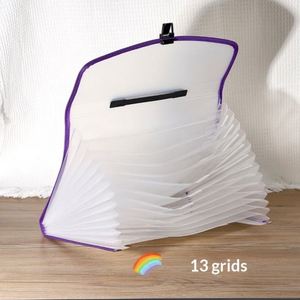 FC Large <b>Creative</b> Transparent Accordion Bag 13-Compartment Portable Snap-Closure Folder Student Exam Paper Storage Stock - Product Image 2