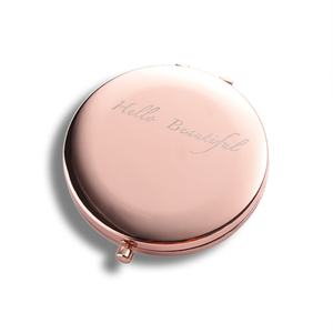 Promotional Gift Double Sides Custom Portable Folding Metal <b>Rose</b> <b>Gold</b> Cosmetic Pocket <b>Mirror</b> - Product Image 2