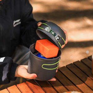 Juego de utensilios de cocina para acampar al aire libre DS-201 de aleación de aluminio anodizado para 2-3 personas, olla portátil multifuncional con tapa - Product Image 5