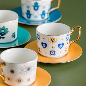 Taza de Café de Cerámica con Asa Decorada en Oro, Estilo Lujoso y Creativo, para Té y Bebidas, con Platillo - Product Image 4